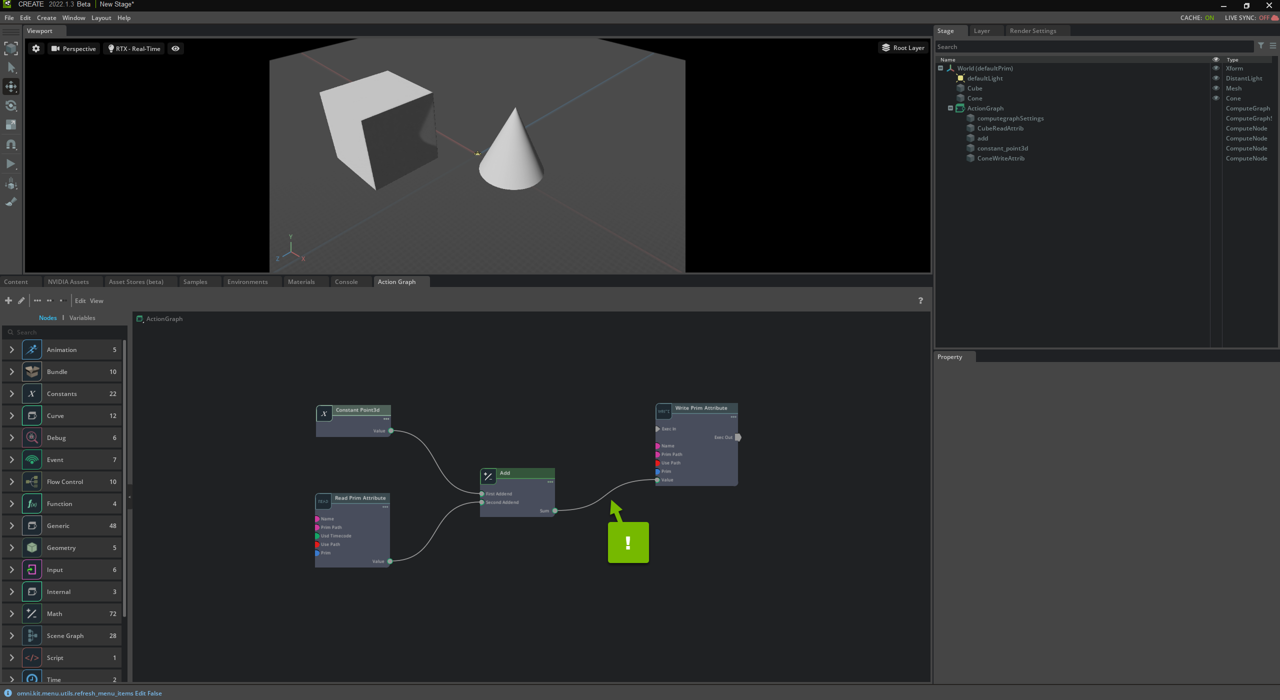 Connect the add and write nodes.